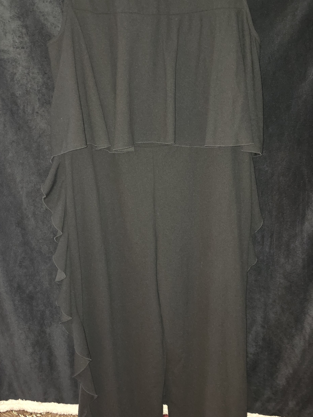 Ashley Stewart Black Ruffle-Front Jumpsuit